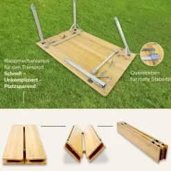 Skandika Tolja 100 x 65 Bambus Falttisch< Rolltische|Campingtische Klappbar