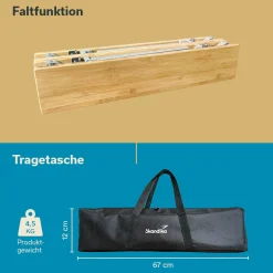 Skandika Rolltische|Campingtische Klappbar-Tolja 65 x 50 Bambus Falttisch