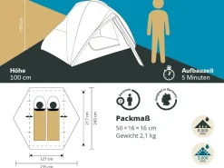Skandika Vatn Trekkingzelt - 2 Personen< Trekkingzelte|Zelt 2 Personen