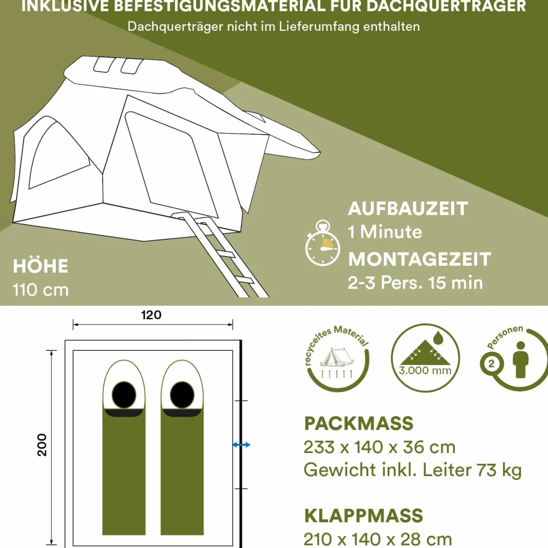 Skandika Dachzelte|2 Personen Dachzelte^Wildland Dachzelt