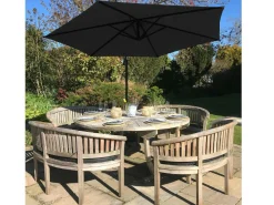Monstershop Sonnenschirme-Sonnenschirm mit fächerförmigem Sockel - Schwarz