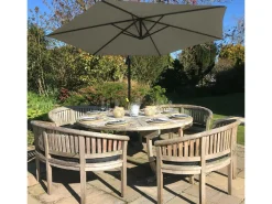 Monstershop Sonnenschirme-Sonnenschirm mit fächerförmigem Sockel - Beige
