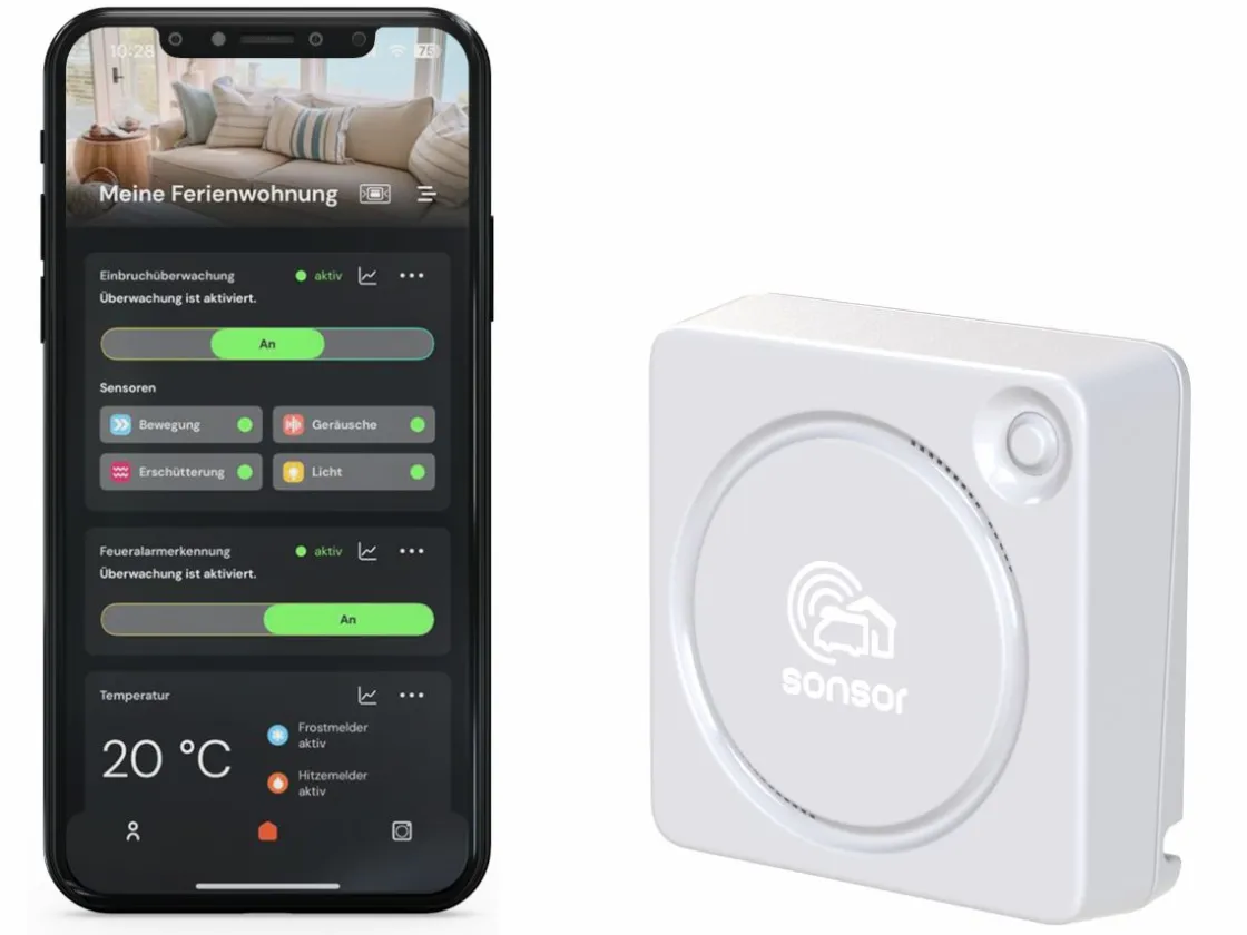 Markenlos Alarmanlagen|Alarmanlagen-Sonsor stationäres Alarmsystem mit WLAN - Grey