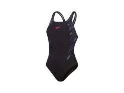 Speedo H-Boom Splice Muscleback Sportbadeanzug - Black Pink< Badebekleidung