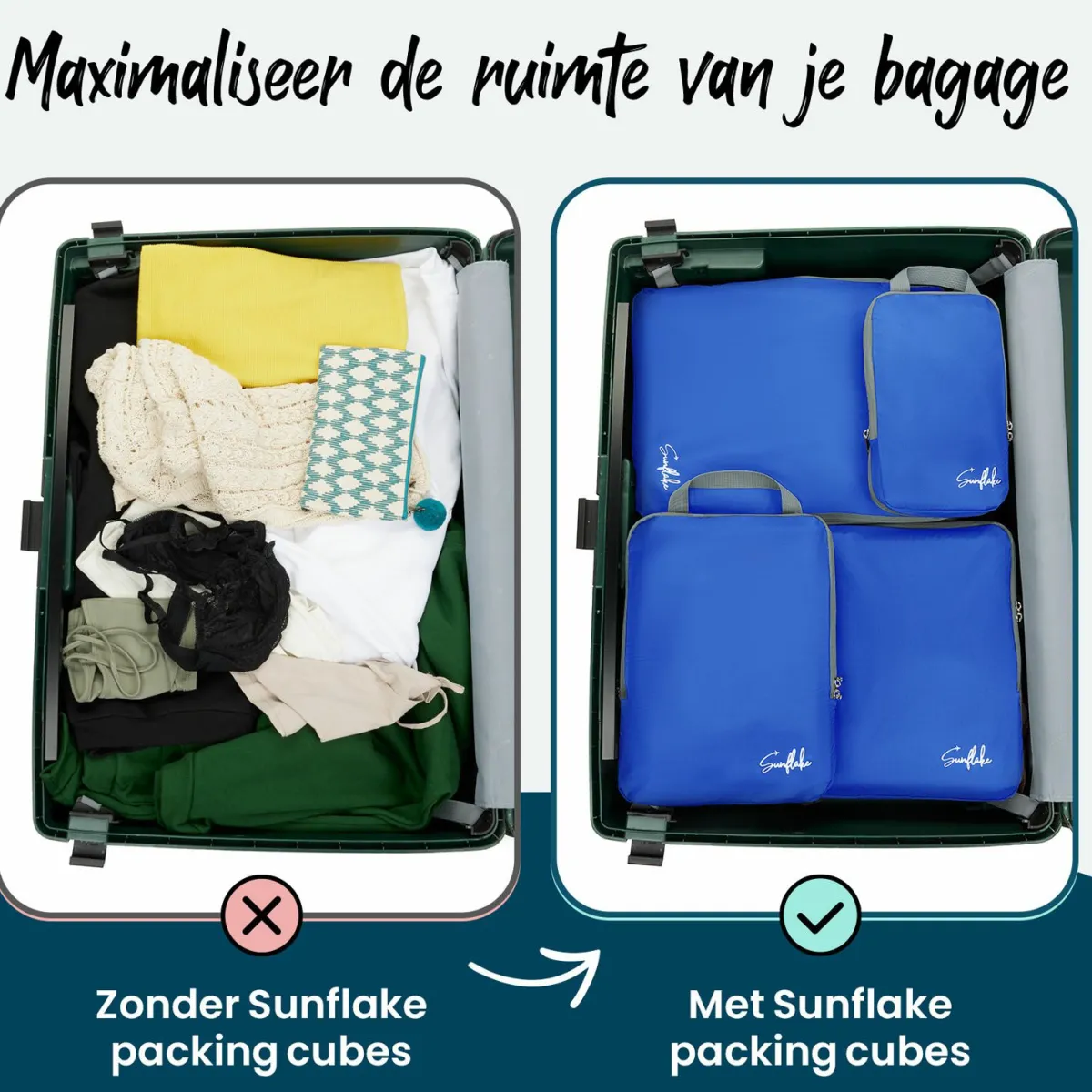 Sunflake 4 Compressie Cubes - Blue< Packing Cubes