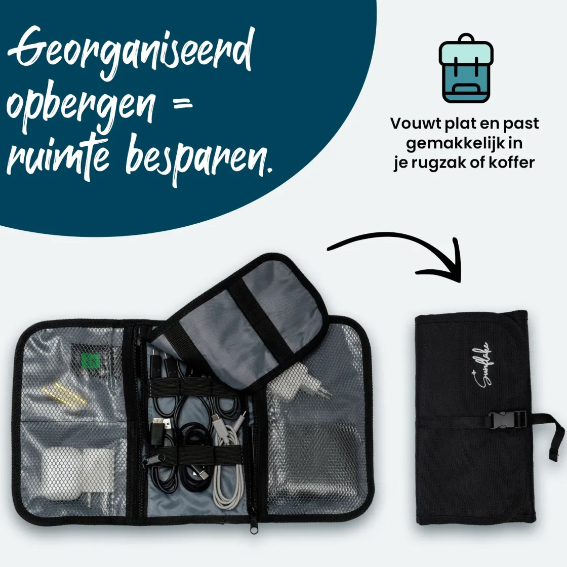 Sunflake Elektro Zubehör-2-teiliges Kabel Tasche