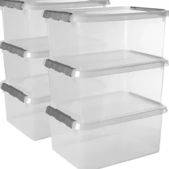 Sunware Aufbewahrungsboxen-Comfort Line 15 Liter transparent graue 6er-Set Aufbewahrungsboxen