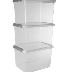 Sunware Aufbewahrungsboxen-Comfort Line 22 Liter transparent graue 3er-Set Aufbewahrungsboxen