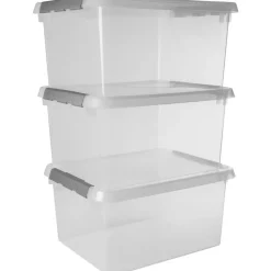 Sunware Aufbewahrungsboxen-Comfort Line 36 Liter transparent graue 3er-Set Aufbewahrungsboxen