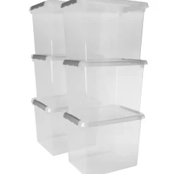 Sunware Aufbewahrungsboxen-Comfort Line 52 Liter transparent graue 6er-Set Aufbewahrungsboxen