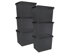 Sunware comfort Line 6er-Set 52L Aufbewahrungsbox - grau< Aufbewahrungsboxen