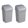 Sunware Delta 25 Liter Grey Schwingdeckeleimer - Set von 2< Abfalleimer