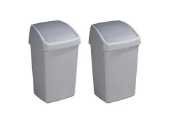 Sunware Delta 25 Liter Grey Schwingdeckeleimer - Set von 2< Abfalleimer
