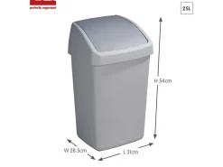 Sunware Delta 25 Liter Grey Schwingdeckeleimer - Set von 2< Abfalleimer