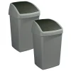 Sunware Abfalleimer^Delta 50 Liter Set von 2 Schwingdeckeleimer - Grey