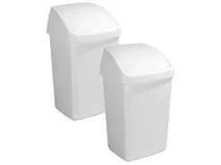 Sunware Delta 50 Liter Set von 2 Schwingdeckeleimer - White< Abfalleimer