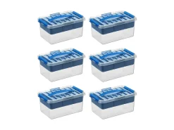 Sunware Q-line 6 Liter 6er-Set Boxen mit Einsatz - Blue< Aufbewahrungsboxen