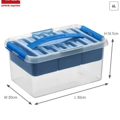 Sunware Q-line 6 Liter 6er-Set Boxen mit Einsatz - Blue< Aufbewahrungsboxen