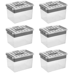 Sunware Aufbewahrungsboxen^Q-line 22 Liter 6er-Set Aufbewahrungsboxen mit Einsatz