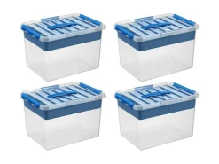 Sunware Aufbewahrungsboxen-Q-line 22 Liter 4er-Set Boxen mit Einsatz - Blue