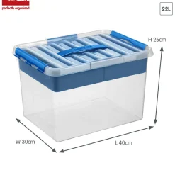 Sunware Aufbewahrungsboxen-Q-line 22 Liter 4er-Set Boxen mit Einsatz - Blue