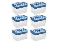 Sunware Aufbewahrungsboxen-Q-line 22 Liter 6er-Set Boxen mit Einsatz - Blue