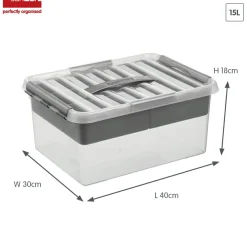 Sunware Aufbewahrungsboxen-Q-line 15 Liter 6er-Set Boxen mit Einsatz - Grey