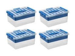Sunware Aufbewahrungsboxen-Q-line 15 liter 4er-Set Boxen mit Einsatz - Blue