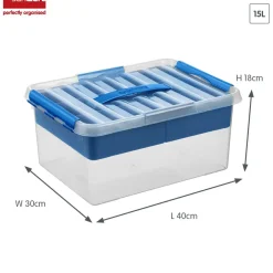 Sunware Aufbewahrungsboxen-Q-line 15 liter 4er-Set Boxen mit Einsatz - Blue