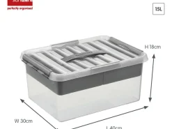 Sunware Aufbewahrungsboxen^Q-line 15 Liter Grey Multibox - 2 Stück