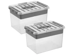 Sunware Aufbewahrungsboxen^Q-line 22 Liter Grey Multibox - 2 Stück