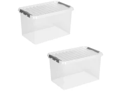 Sunware Q-line 62 Liter Set von 2 Aufbewahrungsbox - Metal< Aufbewahrungsboxen