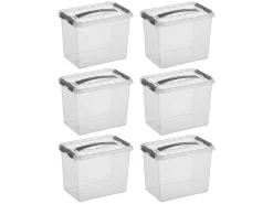 Sunware Q-line 9 Liter Transparent Aufbewahrungsbox - Set von 6< Aufbewahrungsboxen