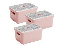 Sunware Sigma 13 Liter Pink Triangel Box mit Deckel - 3 Stück< Aufbewahrungsboxen