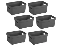 Sunware Sigma Home 2,5 liter Set von 6 Lagerbox - Anthracite< Aufbewahrungsboxen