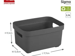 Sunware Sigma Home 2,5 liter Set von 6 Lagerbox - Anthracite< Aufbewahrungsboxen