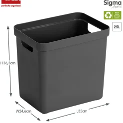 Sunware Sigma home 25 Liter Aufbewahrungsbox - Anthracite< Aufbewahrungsboxen