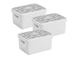 Sunware Aufbewahrungsboxen-Sigma Home 13 Liter Triangel Box mit Deckel - 3 Stück