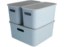 Sunware Aufbewahrungsboxen-Sigma home 3er-Set cube boxen mit Deckel - blau