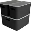 Sunware Aufbewahrungsboxen^Sigma home 3er-Set cube boxen mit Deckel - schwarz