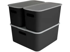 Sunware Aufbewahrungsboxen^Sigma home 3er-Set cube boxen mit Deckel - schwarz