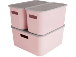 Sunware Sigma home 3er-Set cube boxen mit Deckel - rosa< Aufbewahrungsboxen