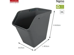 Sunware Abfalleimer^Sigma home 2er-Set 40 Liter Sortiereinheit - Anthracite