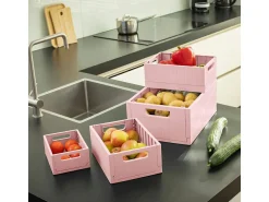 Sunware Klappboxen-Sigma home 13L Set von 4 Faltkisten - Pink