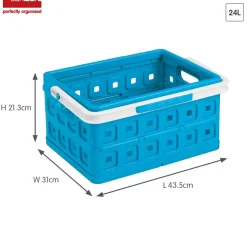 Sunware Square 24 Liter Set von 4 Klappboxen mit Griff - Blue< Aufbewahrungsboxen