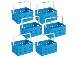 Sunware Aufbewahrungsboxen-Square 24 Liter Set von 6 Klappboxen mit Griff - Blue