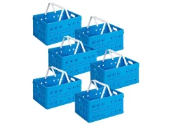 Sunware Square 32 Liter Set von 6 Klappboxen mit Griff - Blue< Aufbewahrungsboxen