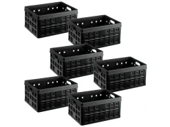 Sunware Aufbewahrungsboxen-Square 32 Liter Set von 6 Klappboxen - Black