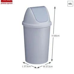 Sunware Abfalleimer^Twinga 45 Liter graue Schwingdeckeleimer
