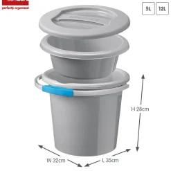 Sunware Eimer^Water-line 12 Liter graues Eimer Set